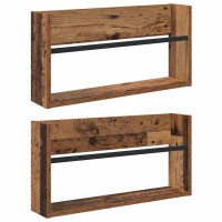 Produktbild för Tidningshylla 2 pcs Gammalt trä 60 x 12 x 30 cm Konstruerat trä
