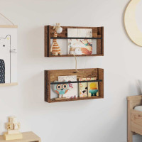 Produktbild för Tidningshylla 2 pcs Gammalt trä 60 x 12 x 30 cm Konstruerat trä
