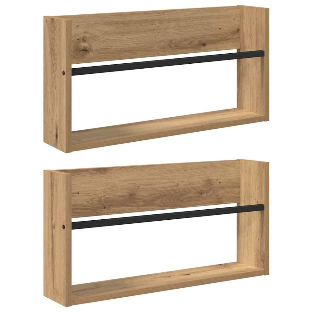 Produktbild för Tidningshylla 2 pcs Artisan Ek 60 x 12 x 30 cm Konstruerat trä