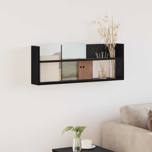 vidaXL Tidningshylla Svart Ek 80 x 12 x 30 cm Konstruerat trä