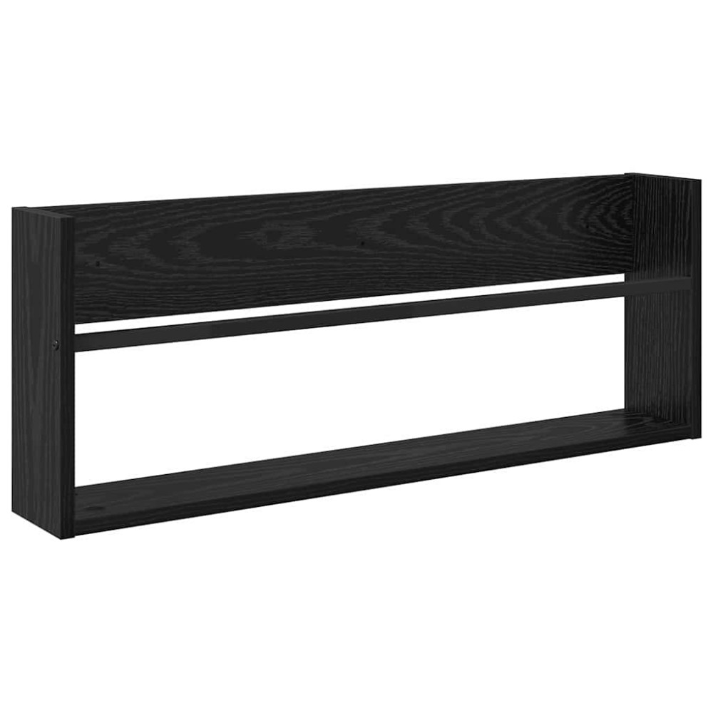 Produktbild för Tidningshylla Svart Ek 80 x 12 x 30 cm Konstruerat trä