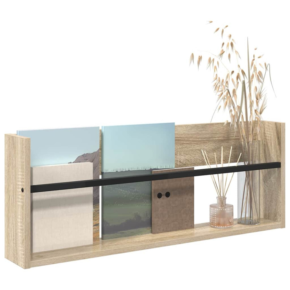 Produktbild för Tidningshylla Sonoma-ek 80 x 12 x 30 cm Konstruerat trä