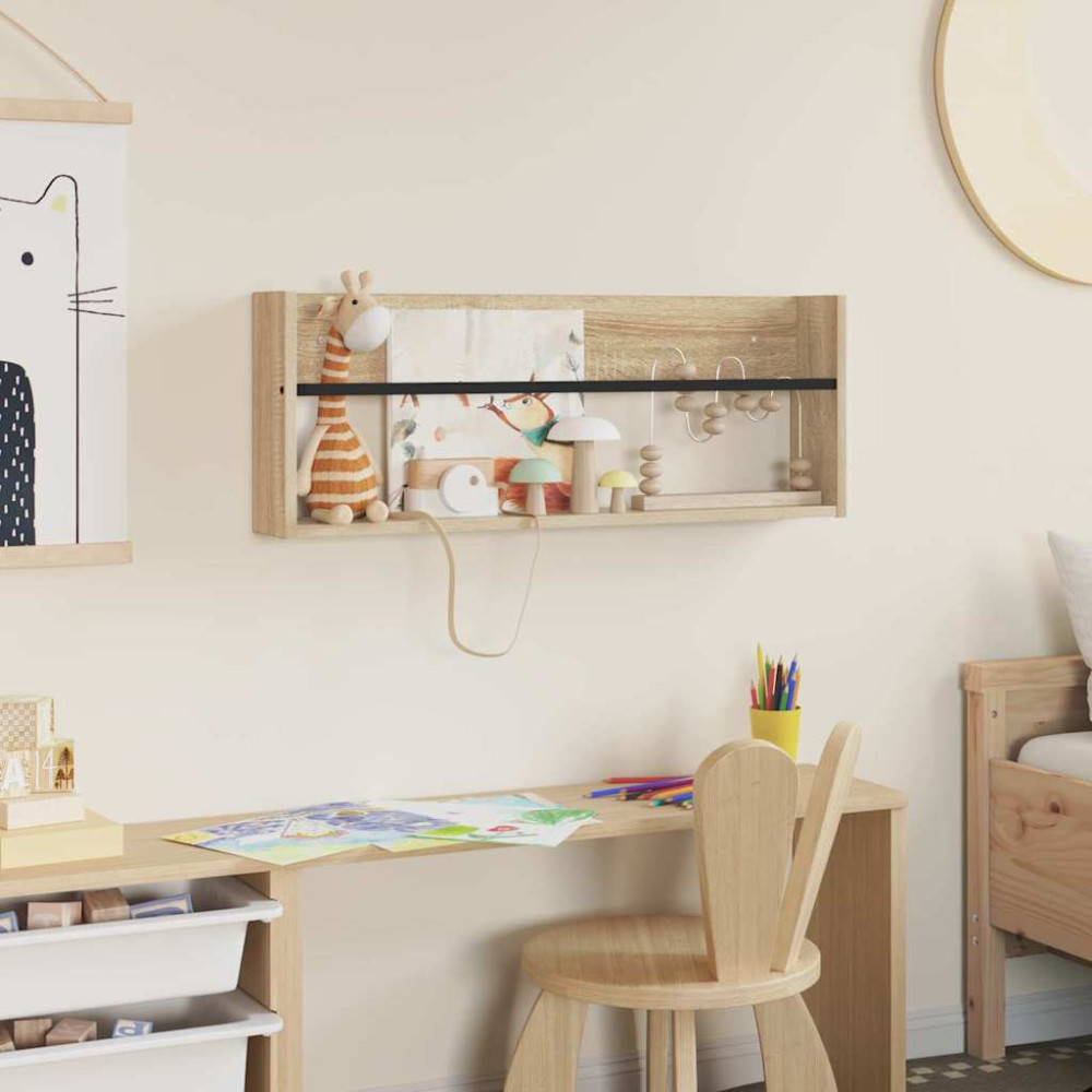 Produktbild för Tidningshylla Sonoma-ek 80 x 12 x 30 cm Konstruerat trä