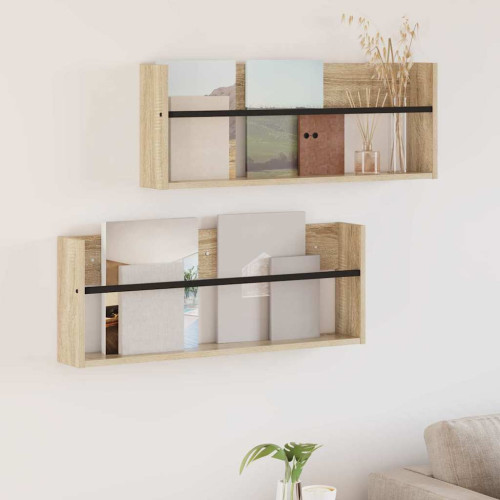 vidaXL Tidningshylla 2 pcs Sonoma-ek 80 x 12 x 30 cm Konstruerat trä