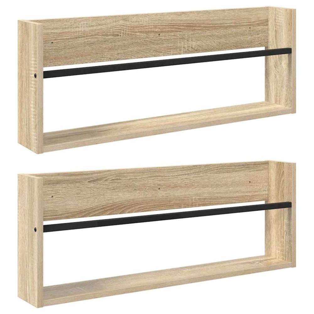 Produktbild för Tidningshylla 2 pcs Sonoma-ek 80 x 12 x 30 cm Konstruerat trä