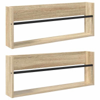Produktbild för Tidningshylla 2 pcs Sonoma-ek 80 x 12 x 30 cm Konstruerat trä