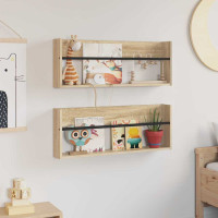 Produktbild för Tidningshylla 2 pcs Sonoma-ek 80 x 12 x 30 cm Konstruerat trä