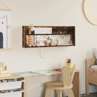 Produktbild för Tidningshylla med hylla Rökt ek 80 x 12 x 30 cm Konstruerat trä