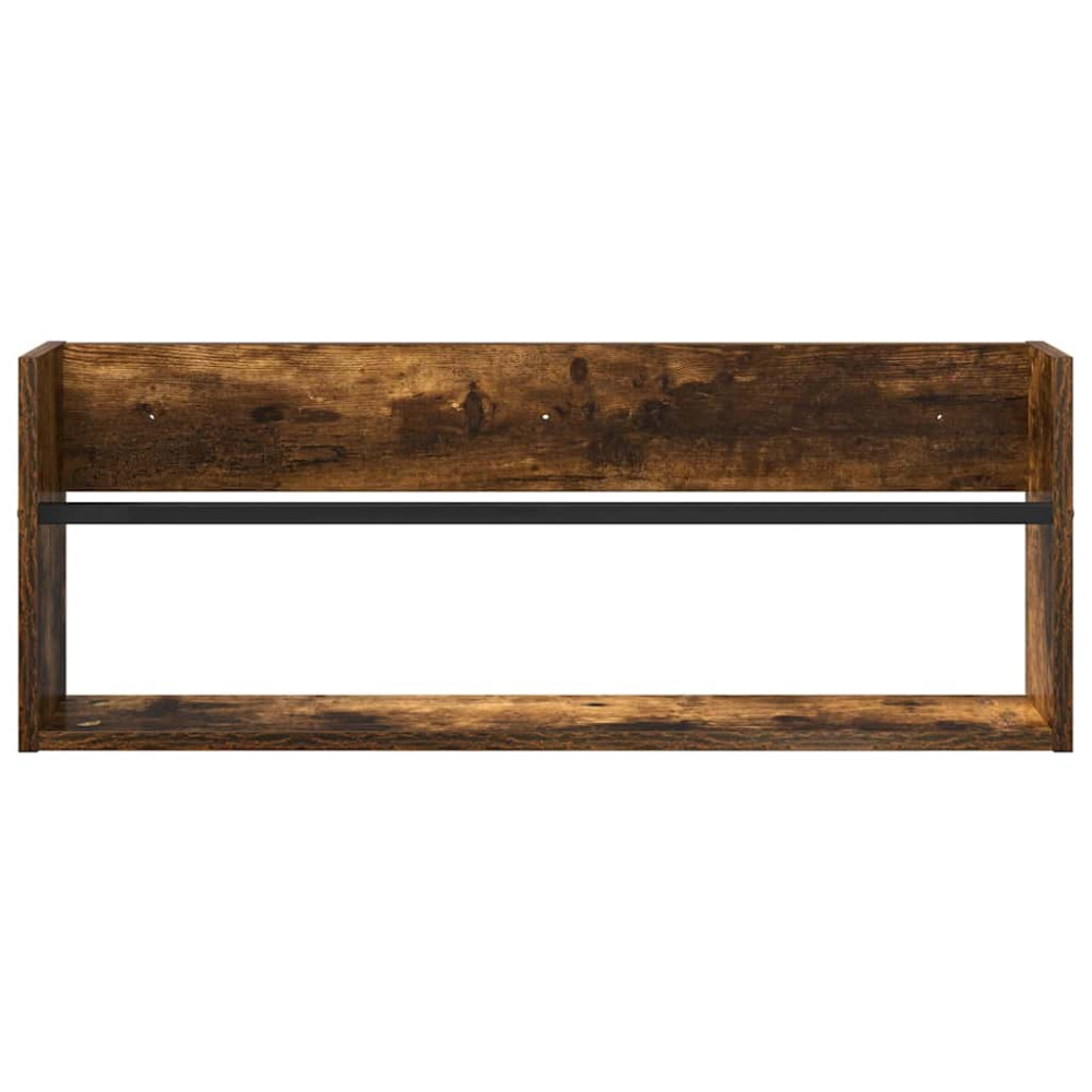Produktbild för Tidningshylla 2 pcs Rökt ek 80 x 12 x 30 cm Konstruerat trä