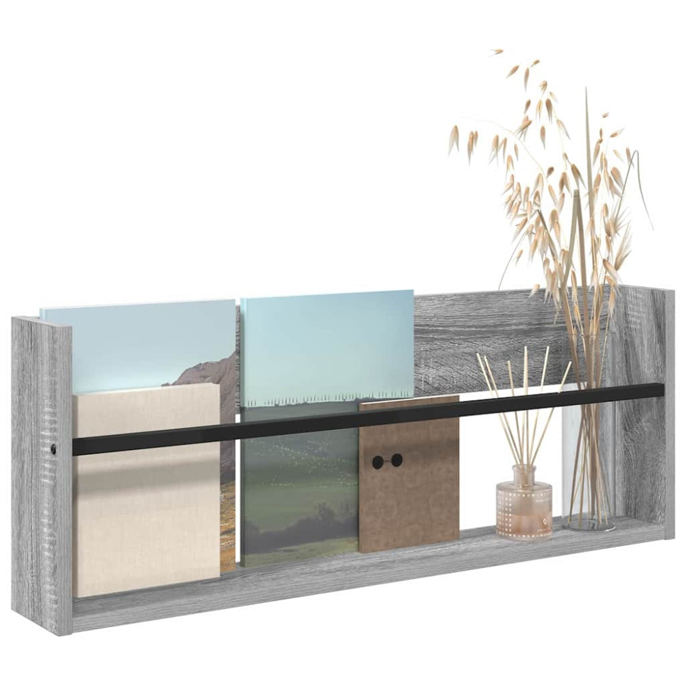 Produktbild för Tidningshylla Grå Sonoma 80 x 12 x 30 cm Konstruerat trä