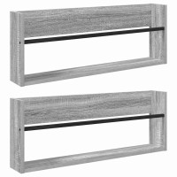 Produktbild för Tidningshylla 2 pcs Grå Sonoma 80 x 12 x 30 cm Konstruerat trä
