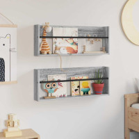 Produktbild för Tidningshylla 2 pcs Grå Sonoma 80 x 12 x 30 cm Konstruerat trä