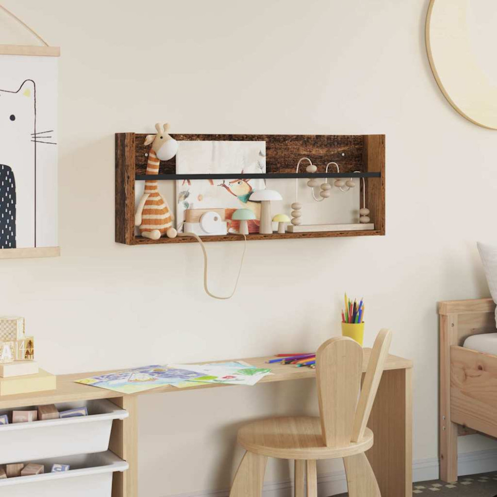 Produktbild för Tidningshylla Gammalt trä 80 x 12 x 30 cm Konstruerat trä