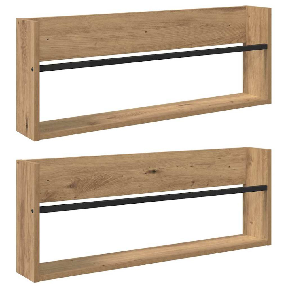 Produktbild för Tidningshylla 2 pcs Artisan Ek 80 x 12 x 30 cm Konstruerat trä
