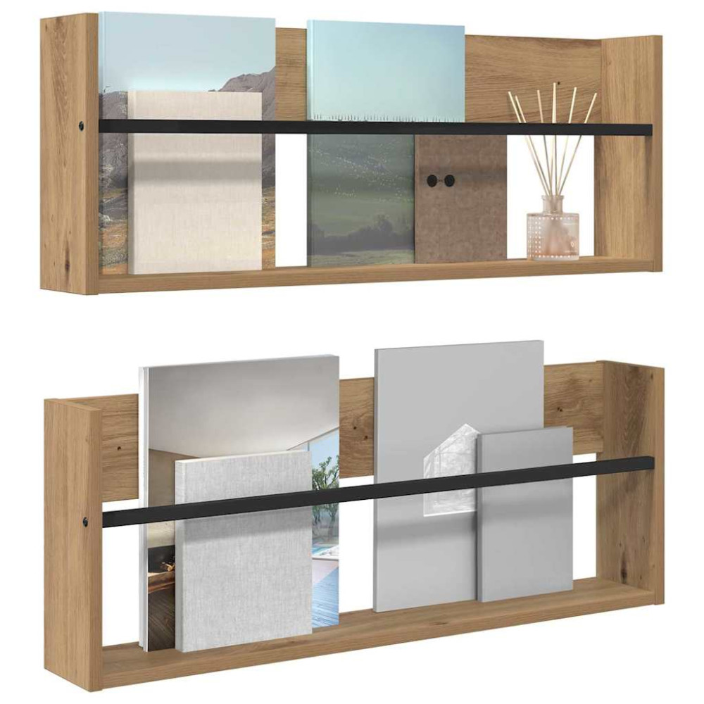 Produktbild för Tidningshylla 2 pcs Artisan Ek 80 x 12 x 30 cm Konstruerat trä