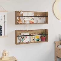 Produktbild för Tidningshylla 2 pcs Artisan Ek 80 x 12 x 30 cm Konstruerat trä