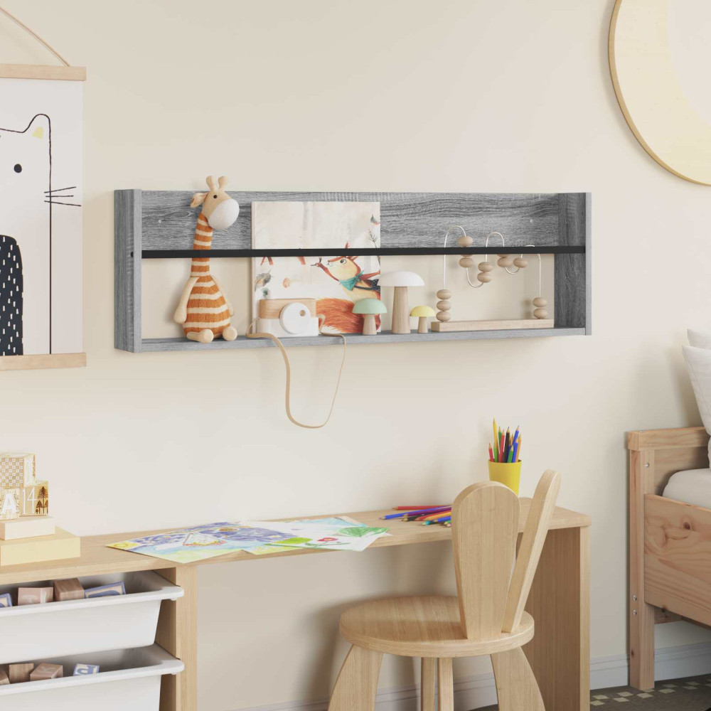 Produktbild för Tidningshylla Grå Sonoma 100 x 12 x 30 cm Konstruerat trä
