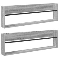 Produktbild för Tidningshylla 2 pcs Grå Sonoma 100 x 12 x 30 cm Konstruerat trä