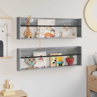 Produktbild för Tidningshylla 2 pcs Grå Sonoma 100 x 12 x 30 cm Konstruerat trä