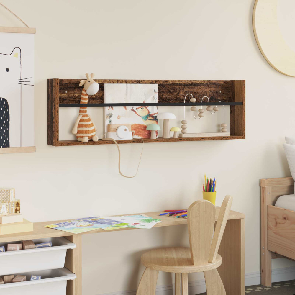 Produktbild för Tidningshylla Gammalt trä 100 x 12 x 30 cm Konstruerat trä