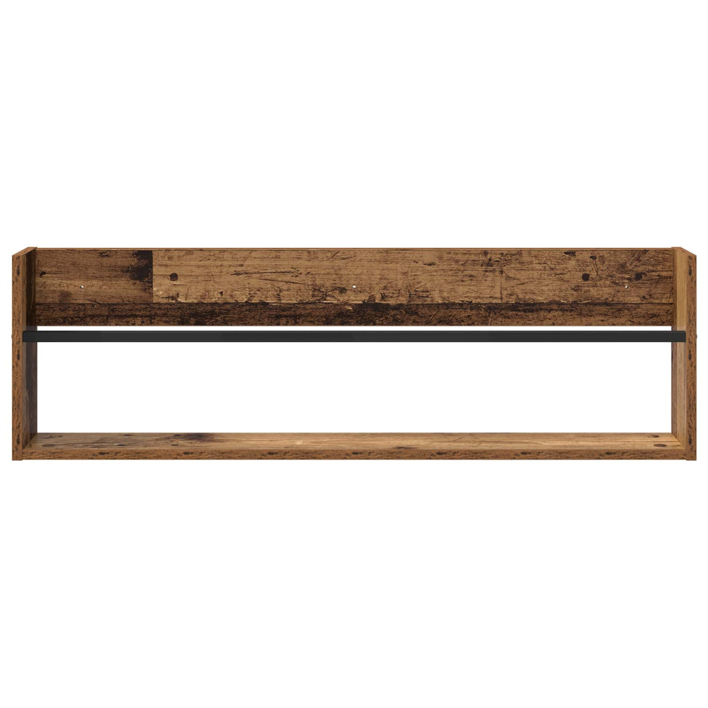 Produktbild för Tidningshylla med hylla 2 pcs Gammalt trä 100 x 12 x 30 cm