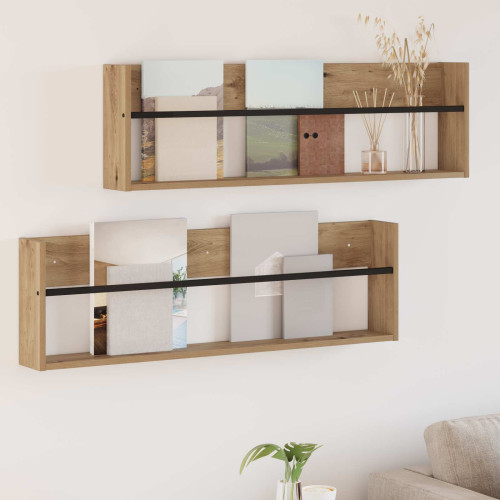 vidaXL Tidningshylla 2 pcs Artisan Ek 100 x 12 x 30 cm Konstruerat trä
