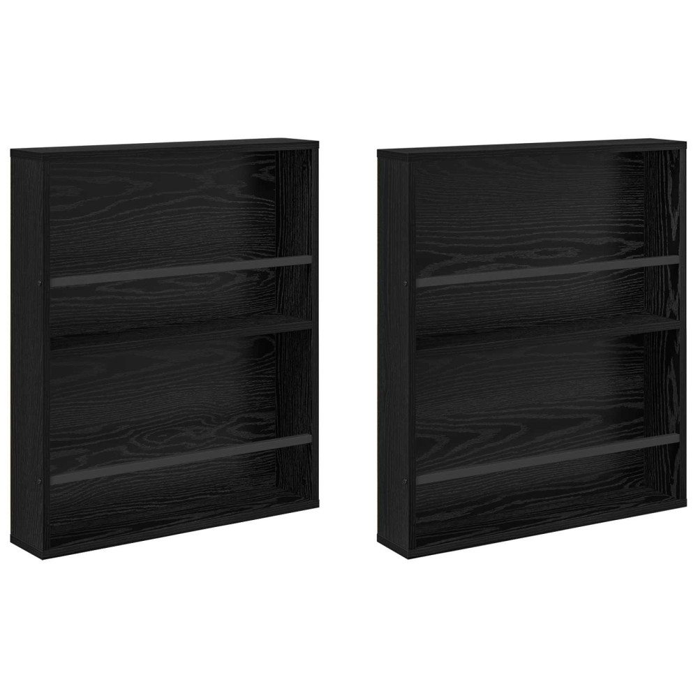 Produktbild för Tidningshylla 2 pcs Svart Ek 60 x 12 x 70 cm Konstruerat trä