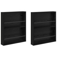 Produktbild för Tidningshylla 2 pcs Svart Ek 60 x 12 x 70 cm Konstruerat trä