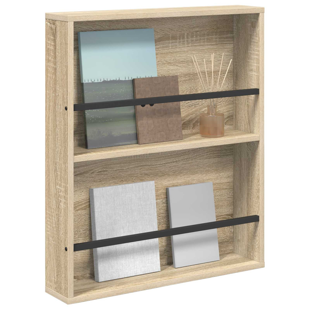 Produktbild för Tidningshylla Sonoma-ek 60 x 12 x 70 cm Konstruerat trä