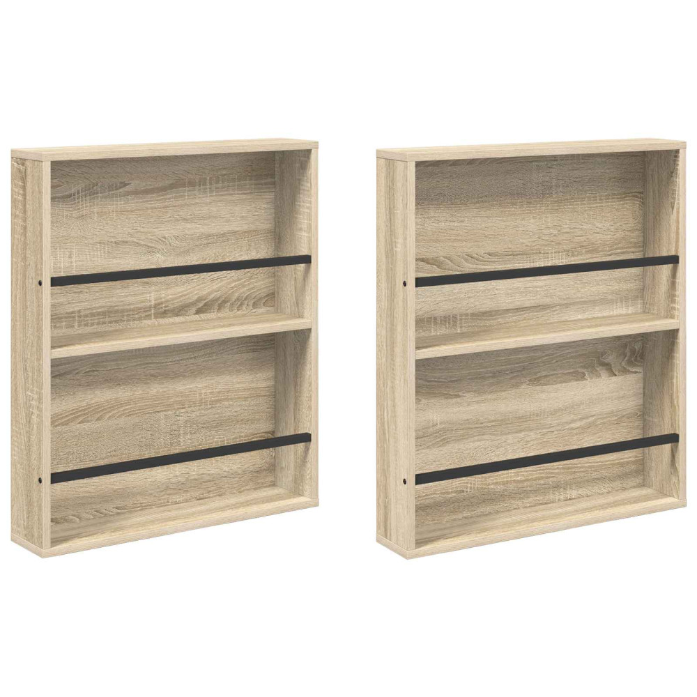 Produktbild för Tidningshylla 2 pcs Sonoma-ek 60 x 12 x 70 cm Konstruerat trä