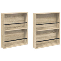 Produktbild för Tidningshylla 2 pcs Sonoma-ek 60 x 12 x 70 cm Konstruerat trä