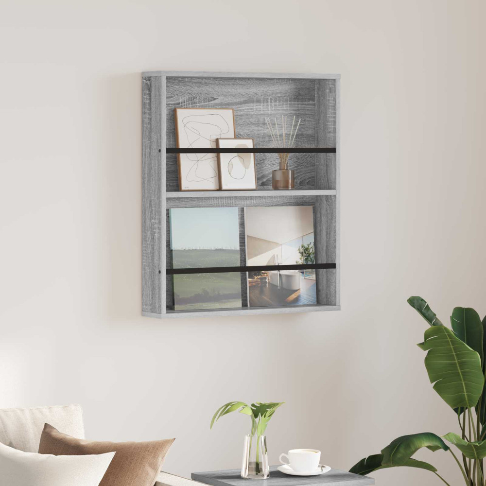 Produktbild för Tidningshylla Grå Sonoma 60 x 12 x 70 cm Konstruerat trä