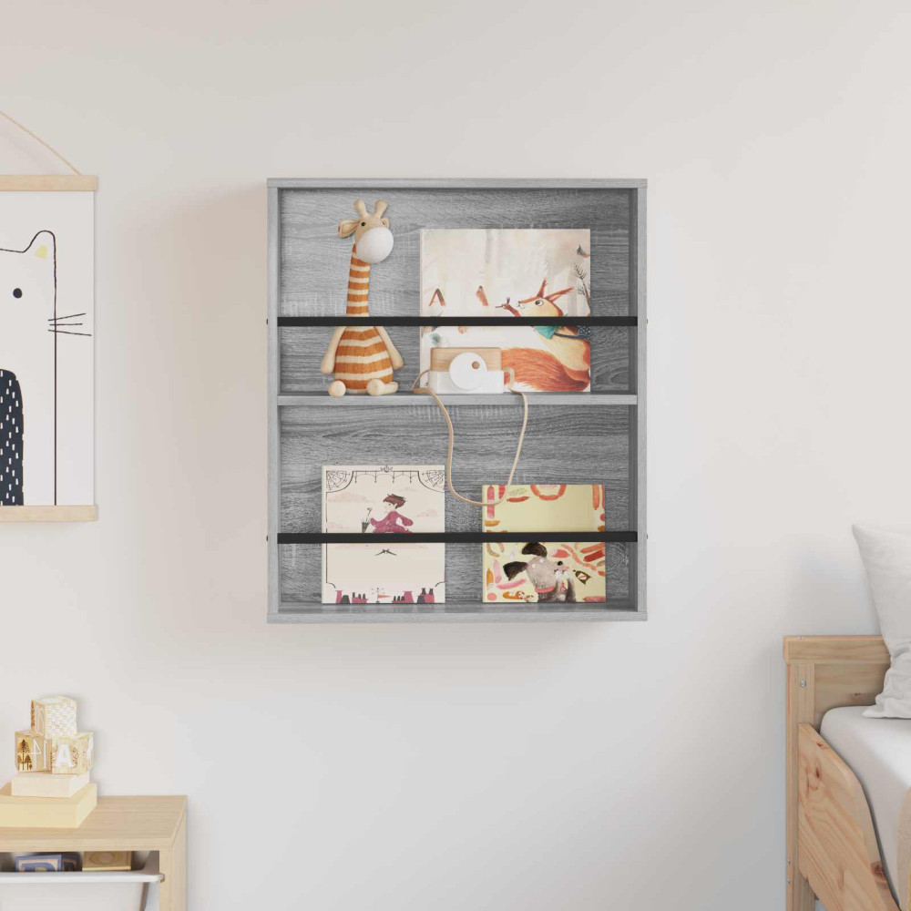 Produktbild för Tidningshylla Grå Sonoma 60 x 12 x 70 cm Konstruerat trä