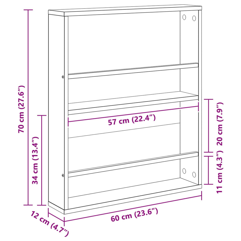 Produktbild för Tidningshylla 2 pcs Grå Sonoma 60 x 12 x 70 cm Konstruerat trä