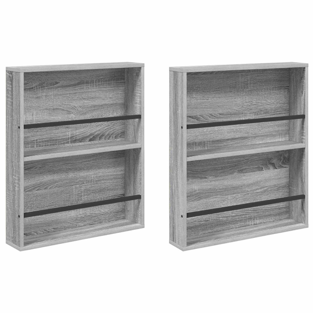 Produktbild för Tidningshylla 2 pcs Grå Sonoma 60 x 12 x 70 cm Konstruerat trä