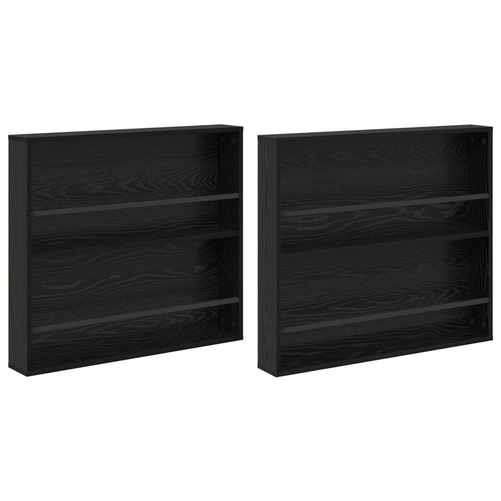 Produktbild för Tidningshylla 2 pcs Svart Ek 80 x 12 x 70 cm Konstruerat trä