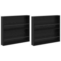 Produktbild för Tidningshylla 2 pcs Svart Ek 80 x 12 x 70 cm Konstruerat trä