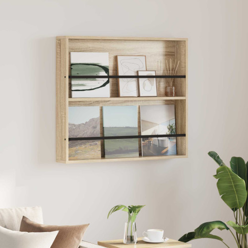 vidaXL Tidningshylla Sonoma-ek 80 x 12 x 70 cm Konstruerat trä
