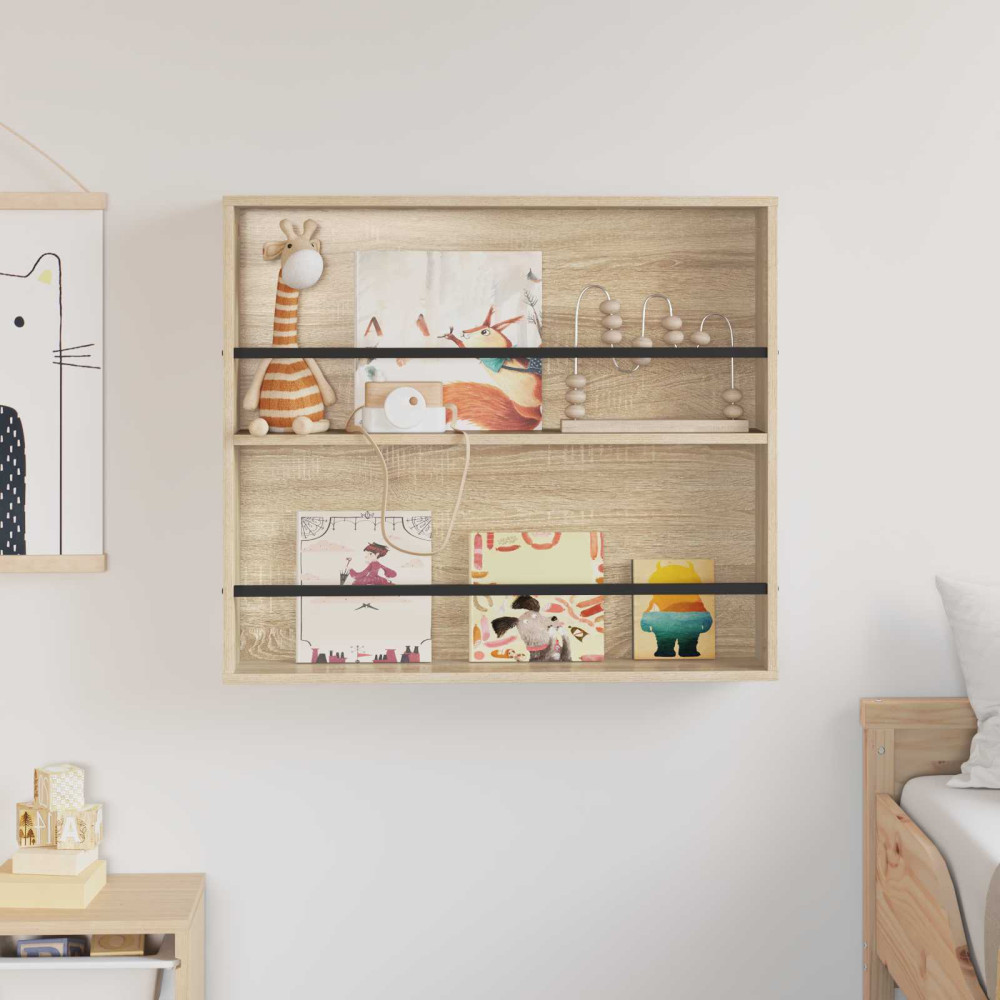 Produktbild för Tidningshylla Sonoma-ek 80 x 12 x 70 cm Konstruerat trä