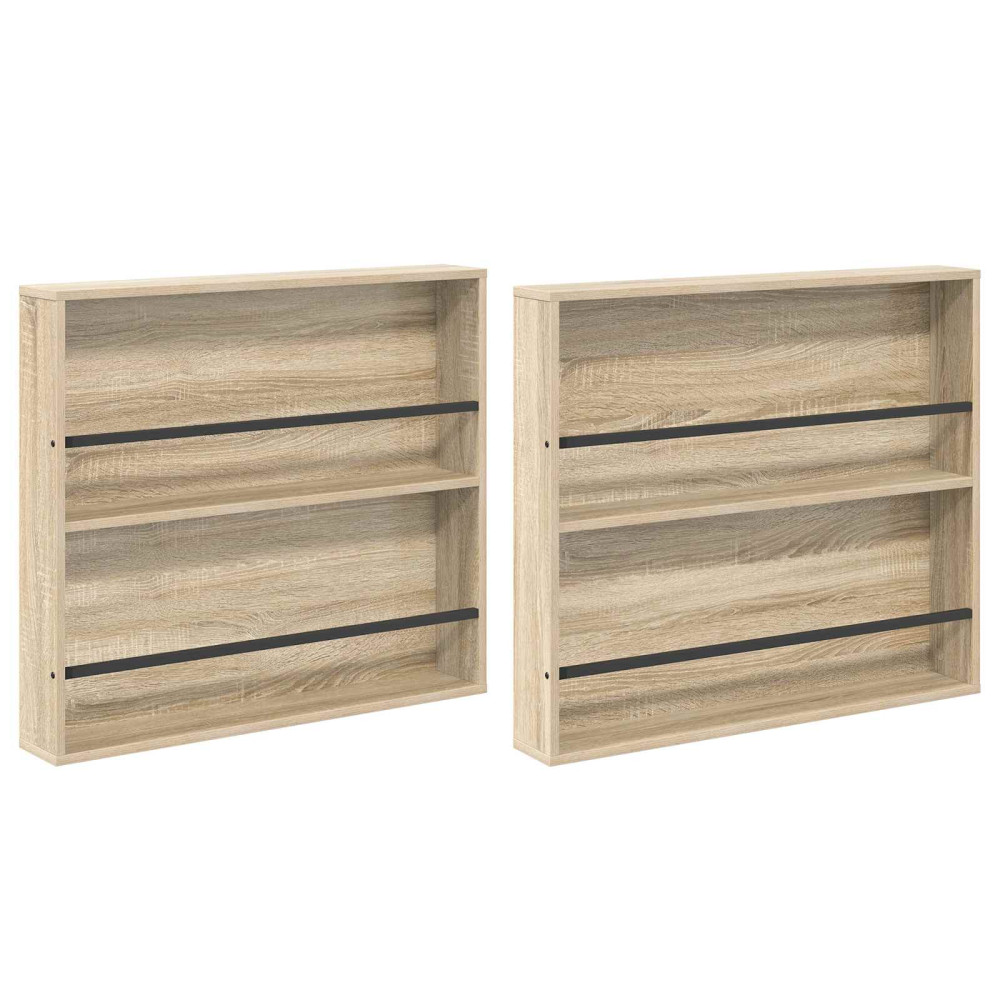 Produktbild för Tidningshylla 2 pcs Sonoma-ek 80 x 12 x 70 cm Konstruerat trä