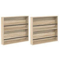 Produktbild för Tidningshylla 2 pcs Sonoma-ek 80 x 12 x 70 cm Konstruerat trä