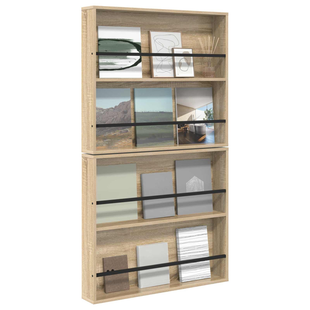 Produktbild för Tidningshylla 2 pcs Sonoma-ek 80 x 12 x 70 cm Konstruerat trä