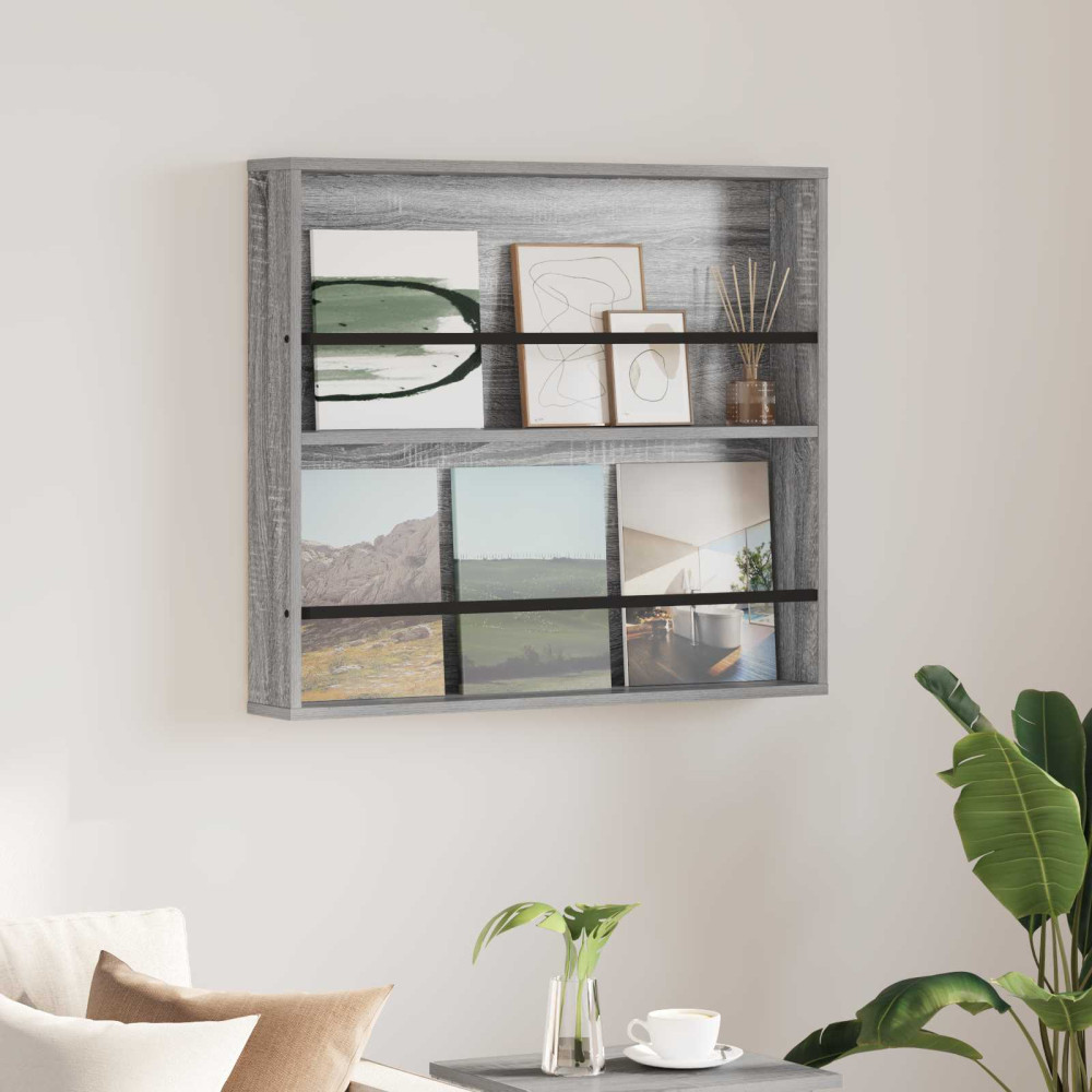 Produktbild för Tidningshylla Grå Sonoma 80 x 12 x 70 cm Konstruerat trä