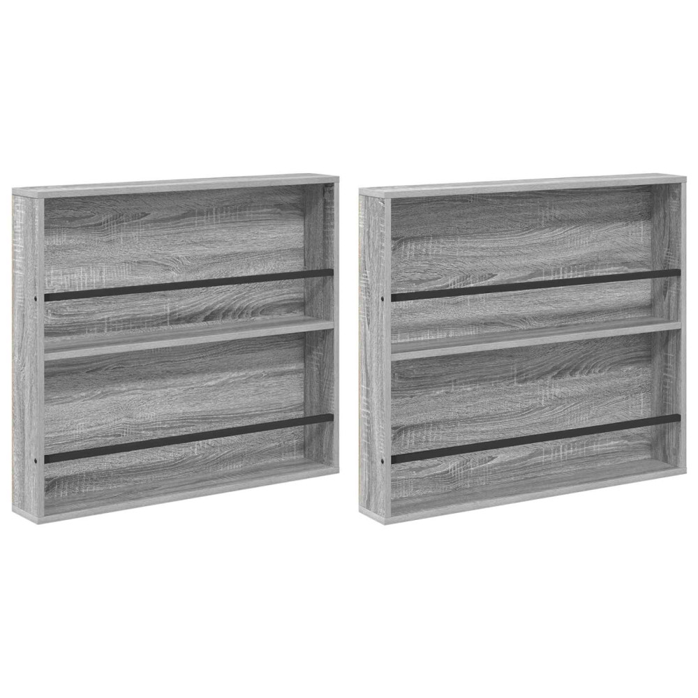 Produktbild för Tidningshylla 2 pcs Grå Sonoma 80 x 12 x 70 cm Konstruerat trä