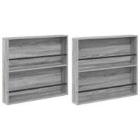 Produktbild för Tidningshylla 2 pcs Grå Sonoma 80 x 12 x 70 cm Konstruerat trä