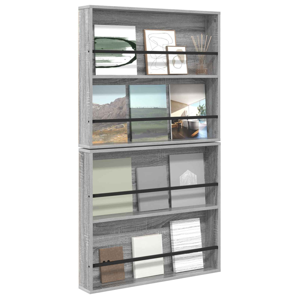 Produktbild för Tidningshylla 2 pcs Grå Sonoma 80 x 12 x 70 cm Konstruerat trä