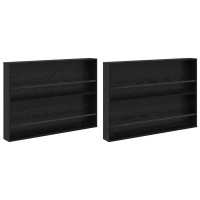 Produktbild för Tidningshylla 2 pcs Svart Ek 100 x 12 x 70 cm Konstruerat trä