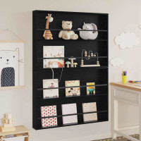 Produktbild för Tidningshylla 2 pcs Svart Ek 100 x 12 x 70 cm Konstruerat trä
