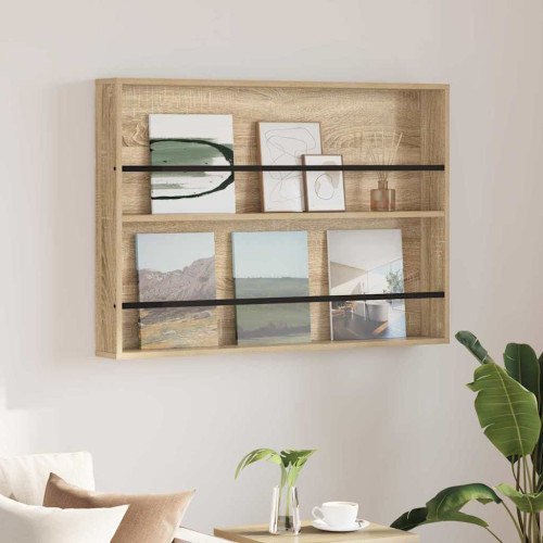 vidaXL Tidningshylla Sonoma-ek 100 x 12 x 70 cm Konstruerat trä
