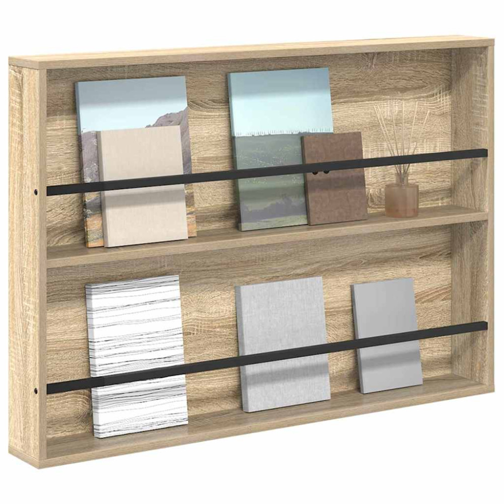 Produktbild för Tidningshylla Sonoma-ek 100 x 12 x 70 cm Konstruerat trä